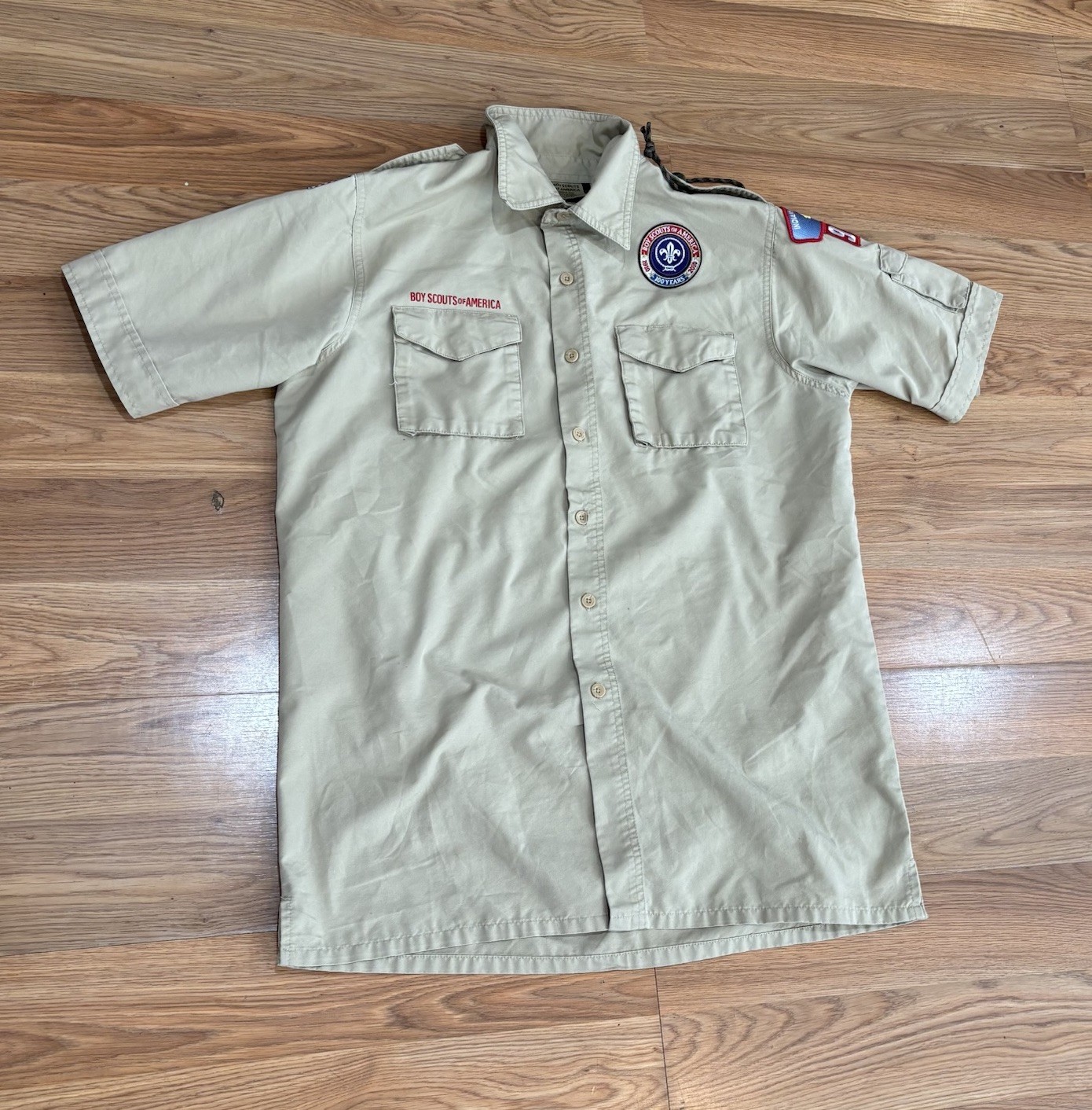 Boy Scouts of America Uniform Shirt Short Sleeve Button Up Patches Mens Size M