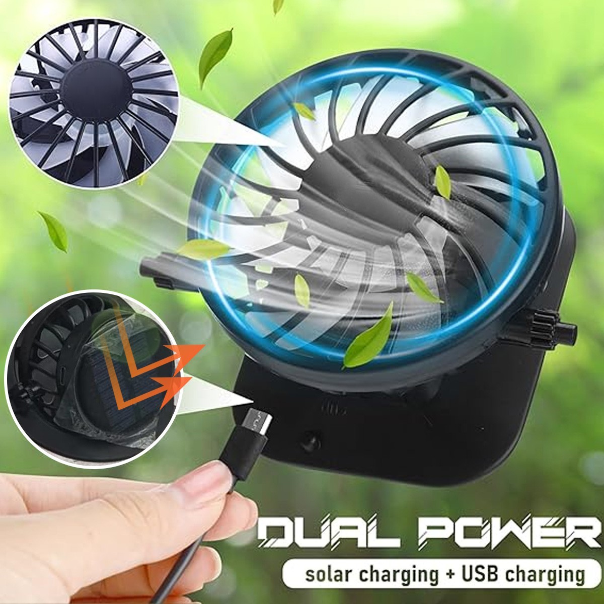 Solar & USB Powered Fan Outdoor Fishing Hat, Sunscreen Sun Hat with Dual Fan NEW