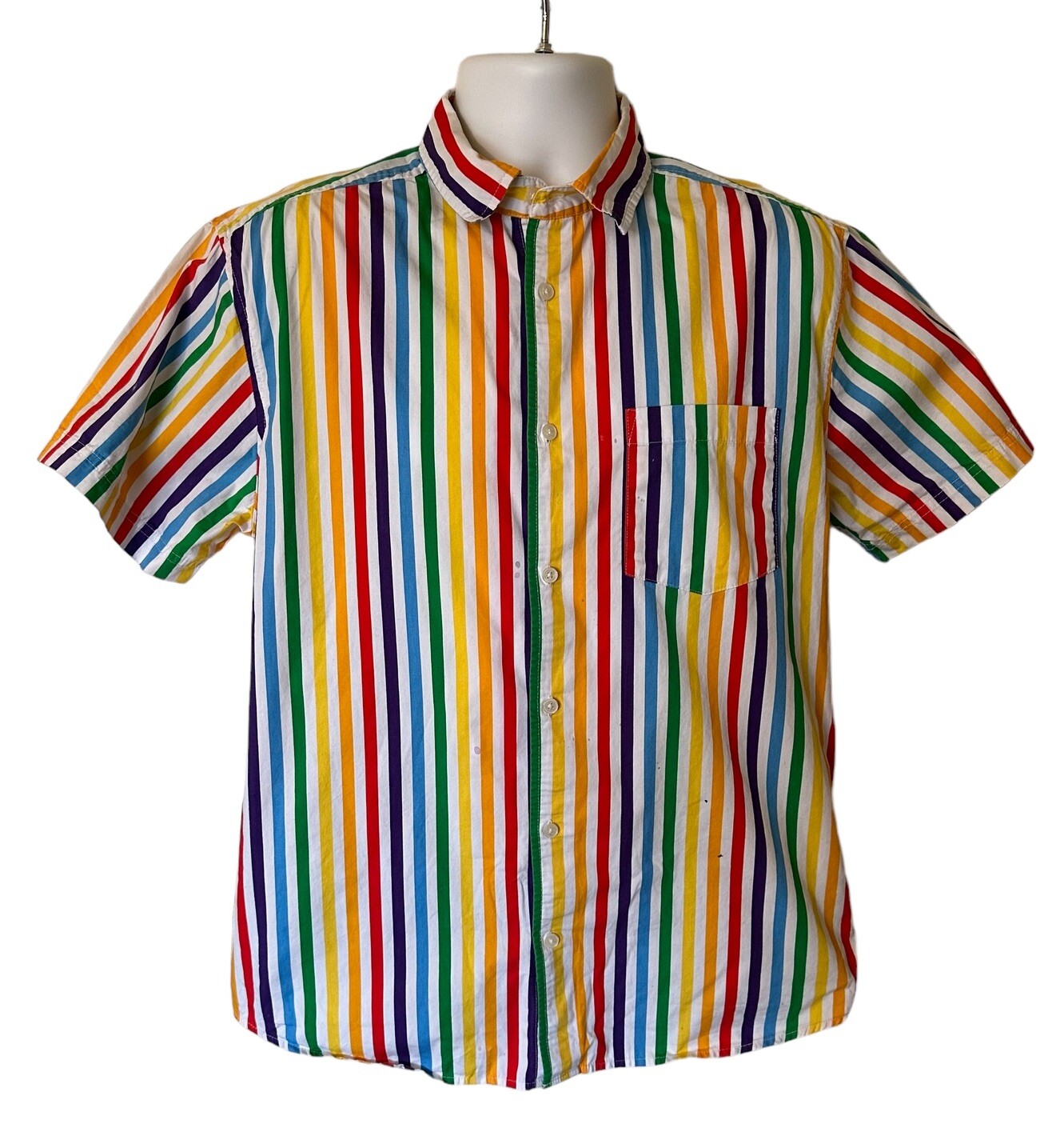 Trinity Collective Mens Rainbow Button Down Shirt Stripes Med Vintage Gay Pride