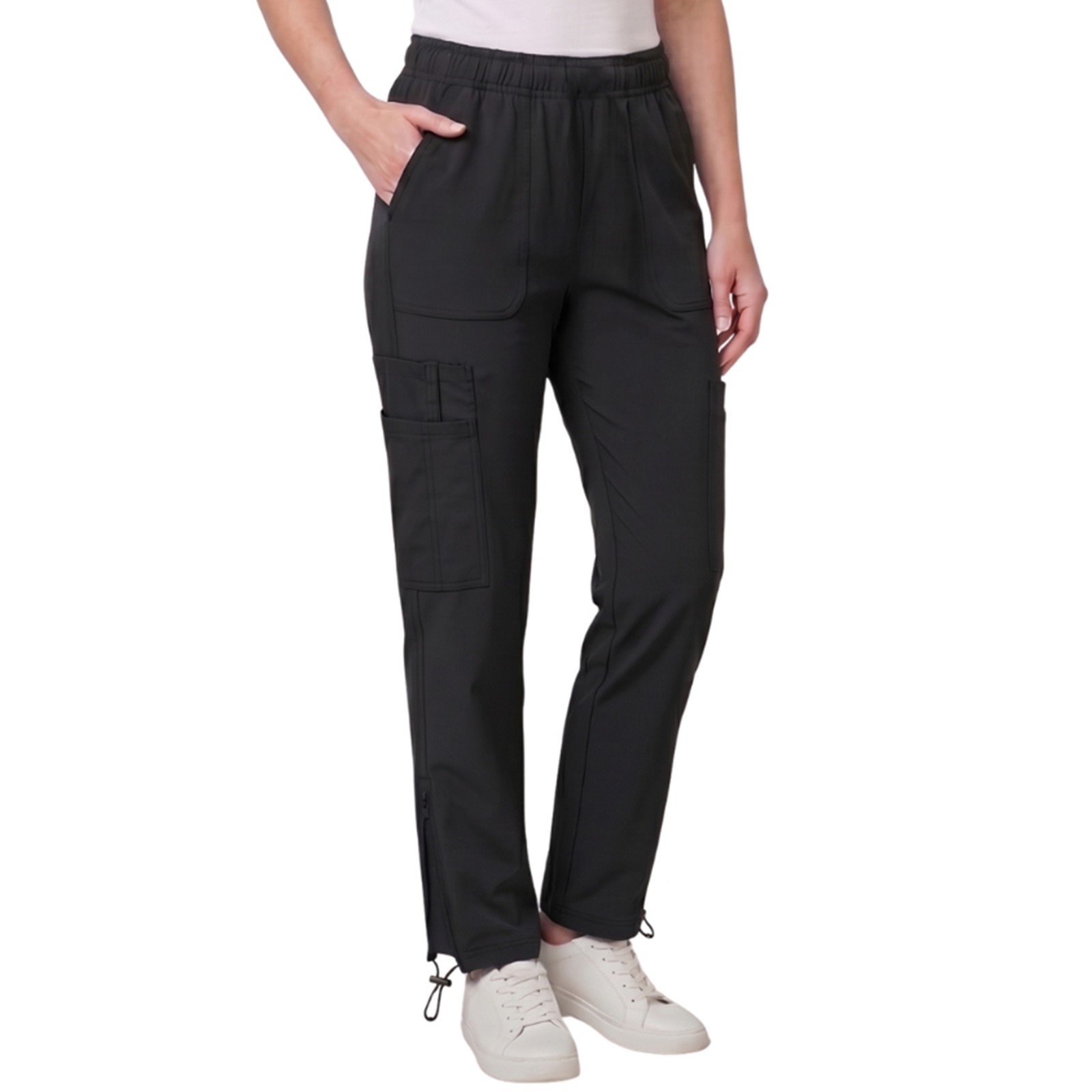 HEEDFIT Women’s Elastic Waist Scrub Pants, Stretch Cargo Nursing Workwear