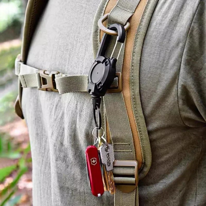 1PC Retractable Wire Rope Keychain Anti Lost Pull Reel Key Holder Clip