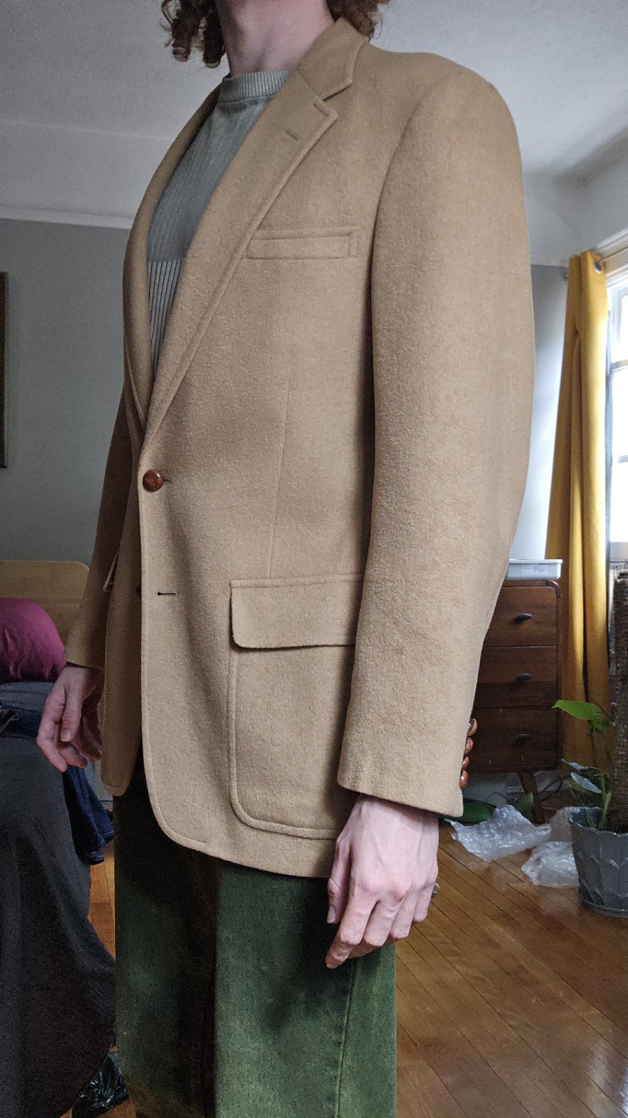 VTG EVAN PICONE mens solid beige CAMEL HAIR sport coat suit jacket blazer 40 R