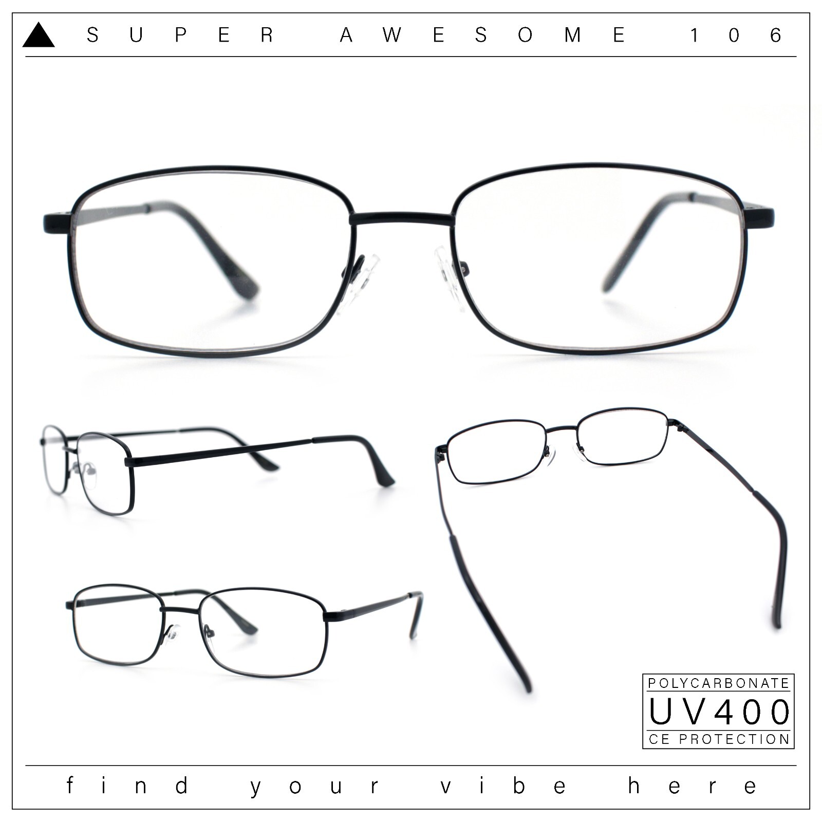 Mens Classic Narrow Rectangle Clear Lens Fashion Eyeglasses
