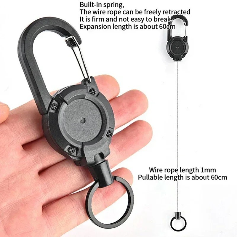 1PC Retractable Wire Rope Keychain Anti Lost Pull Reel Key Holder Clip