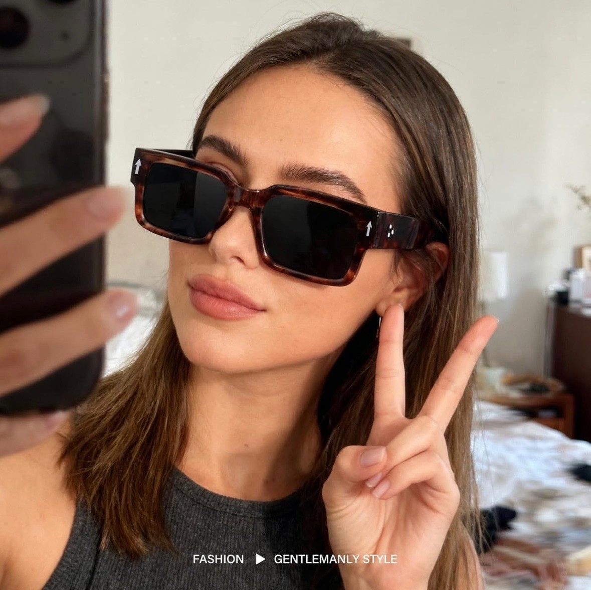 Retro Rectangle Sunglasses 90s Square Frame UV400 Men Women Unisex