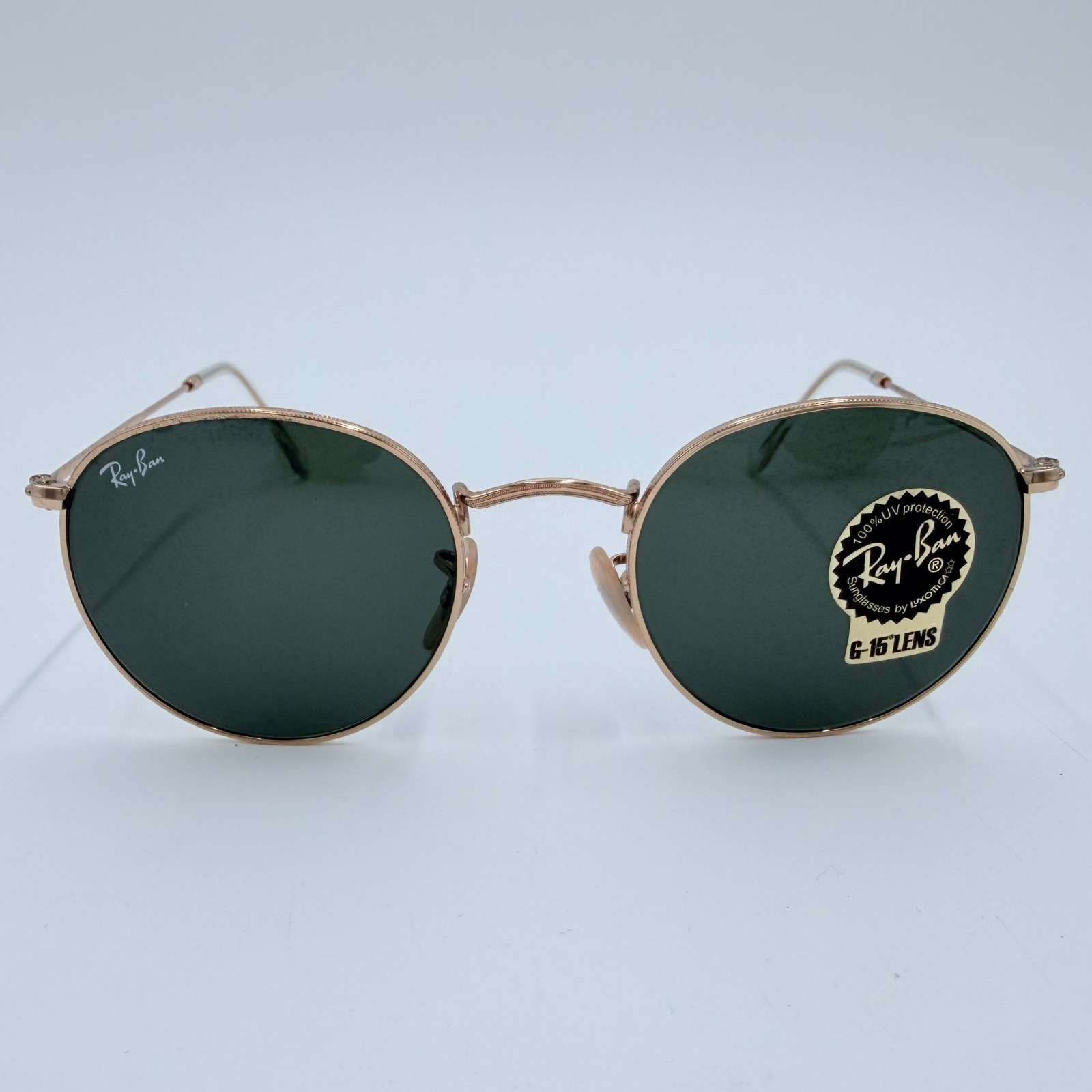 NEW Ray-Ban RB3447 Round Metal 001 50mm Arista Gold G-15 Green Sunglasses