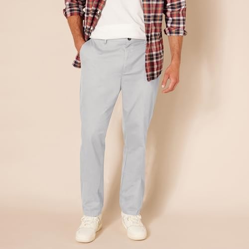 AMAZON ESSENTIALS MEN’S SLIM CHINO PANT, SIZE 33W – MAE60009SP18-LGRAY-33X29