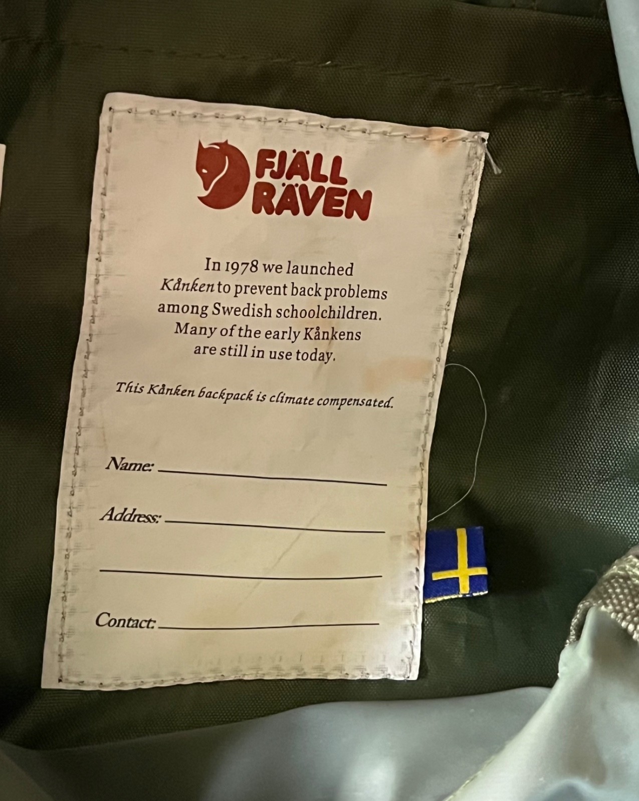 Fjallraven Kanken Mini Backpack / Daypack in Olive Green