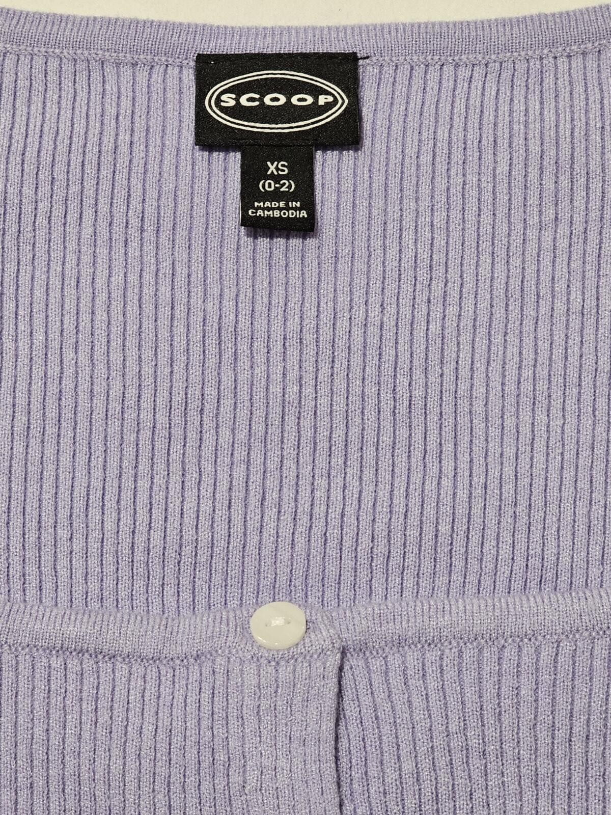 Scoop Lavender Ribbed Button Front Square Neck Top Sz XS