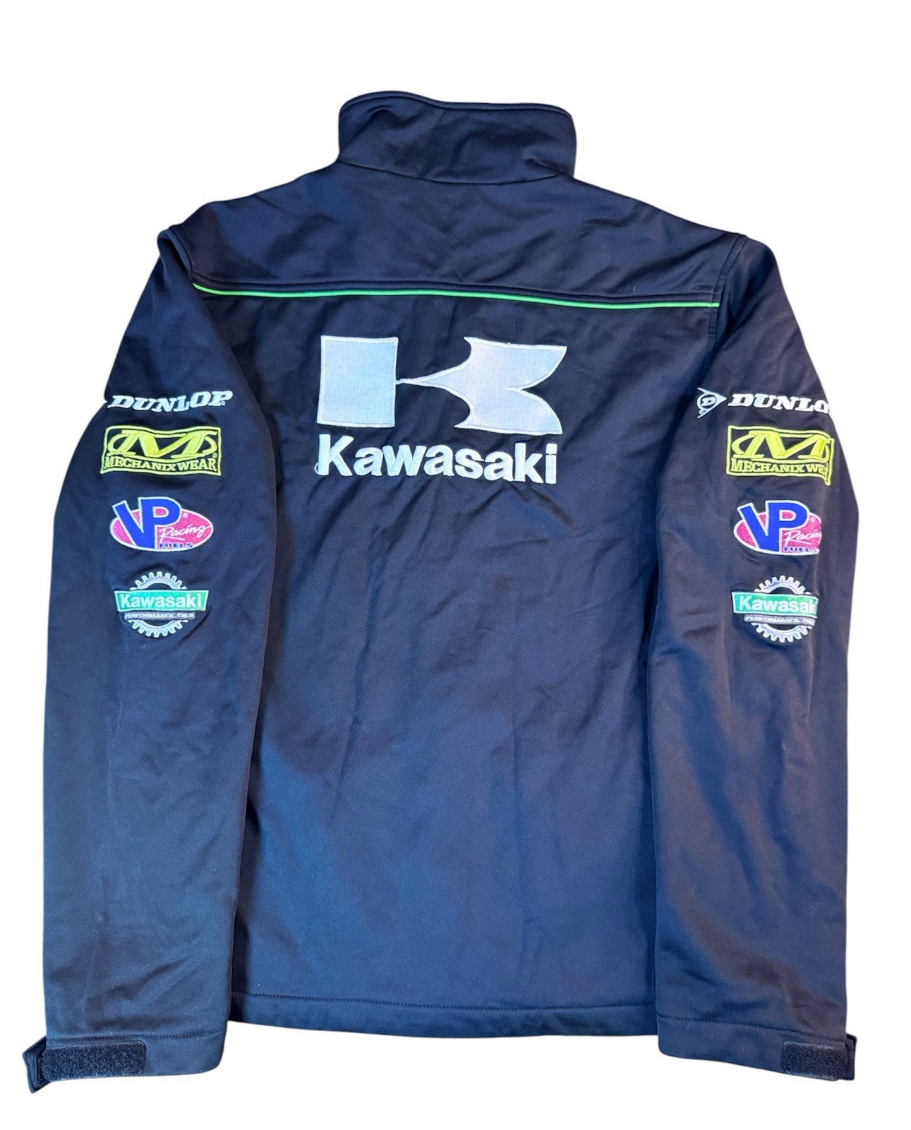 Official Kawasaki Racing Team Softshell Jacket M Flawless W/ Sponsor Patch 23×29