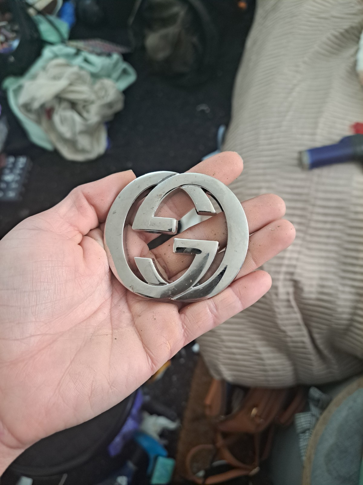 Y2K Tom Ford Era Stainless Steel Interlocking Gucci Belt Buckle