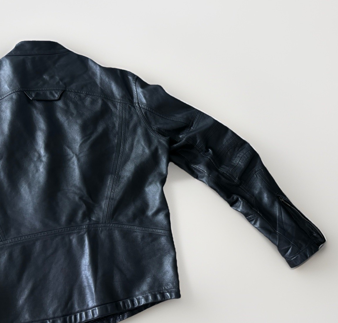 VKNAGRANI Mens Black Lambskin Leather Cafe Racer Moto Jacket Italy 48 US 38 M