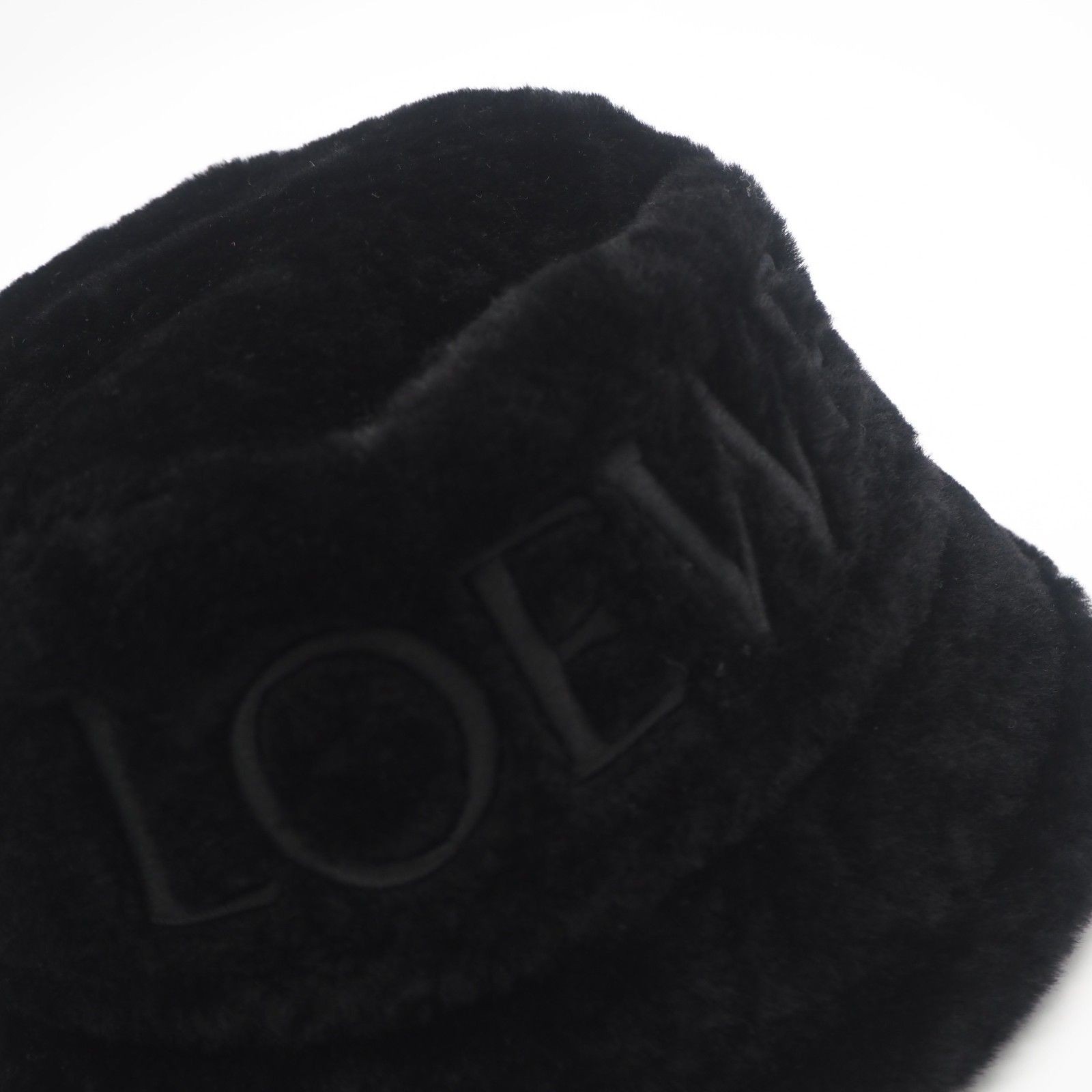 Loewe Women Hat Returns Accepted Within 3 Days Shearling Embroidered Logo Bucket