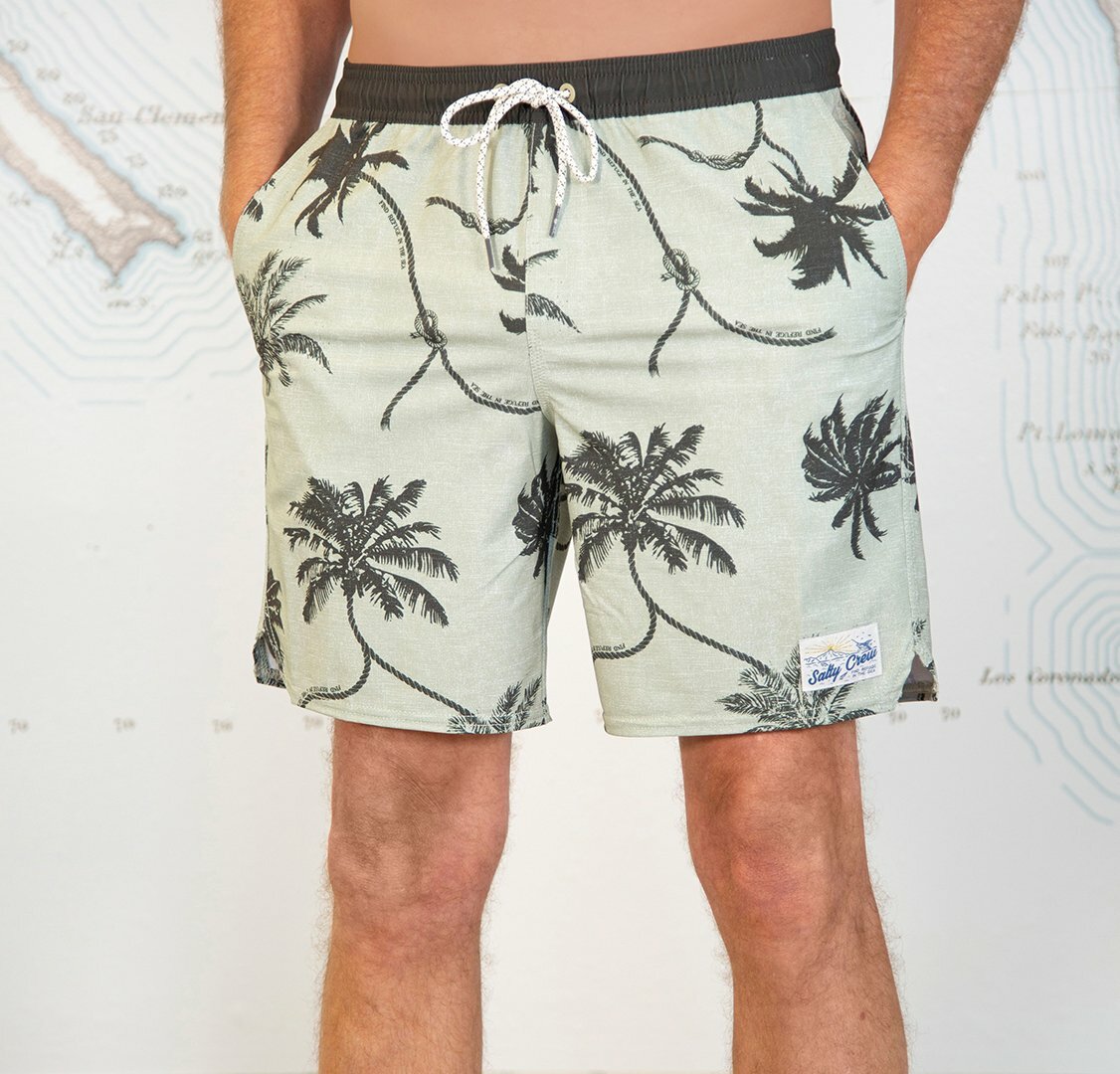 Salty Crew Board Short Island Days Elastic 18″ Men’s Boardshort Sage Med 32 T94