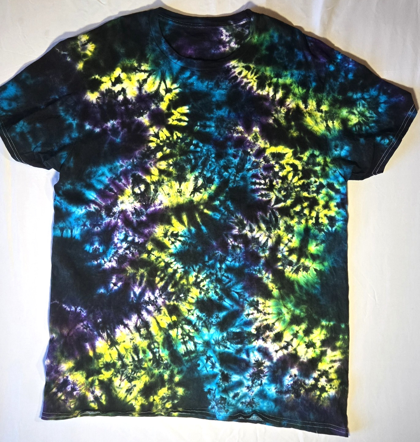 Gildan Tie Dye T-shirt Black, Blue, Purple, Yellow, Green Crumple Various Size