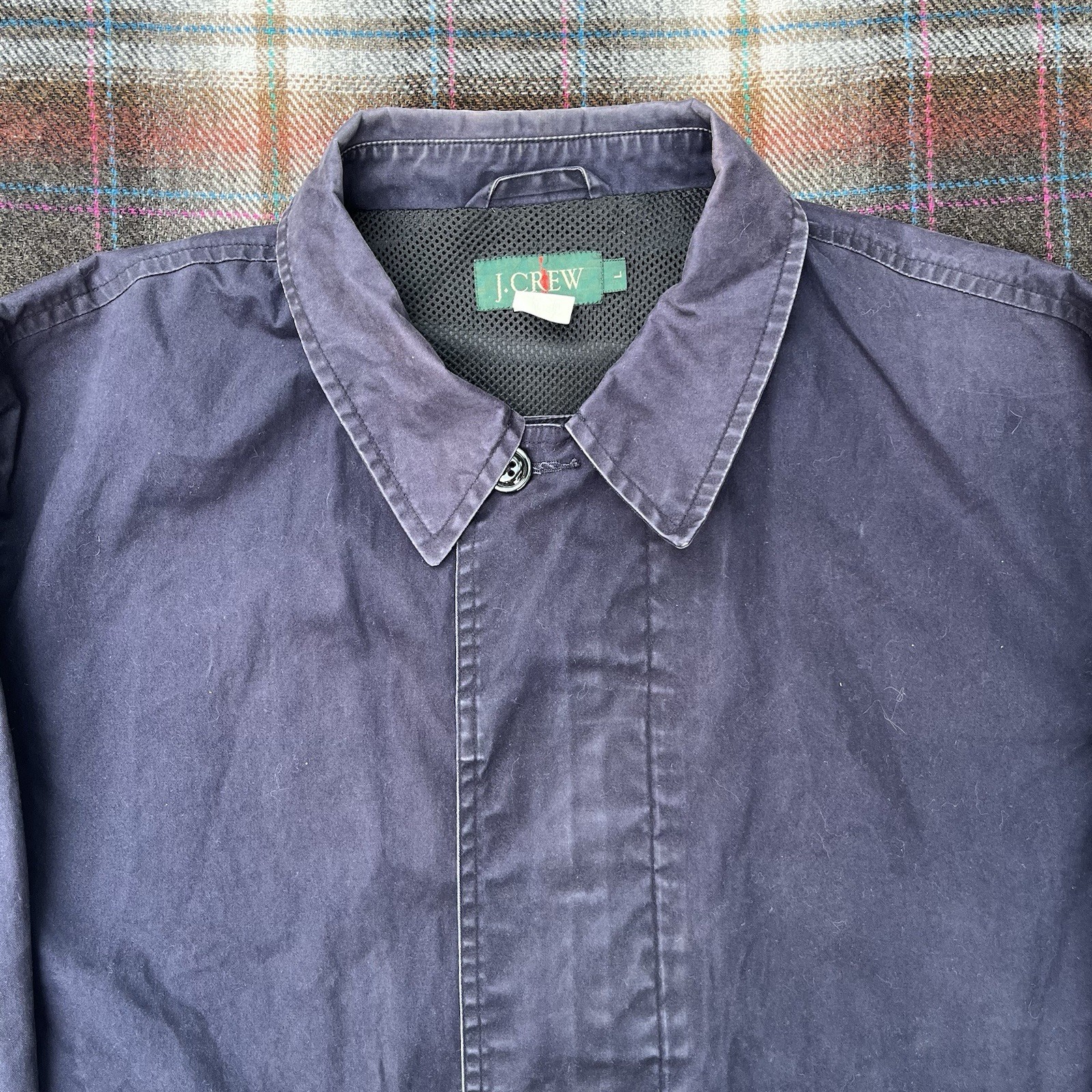 Vintage 90s J Crew Oarsmen Cotton Canvas Deck Chore Jacket Faded Placket Size L