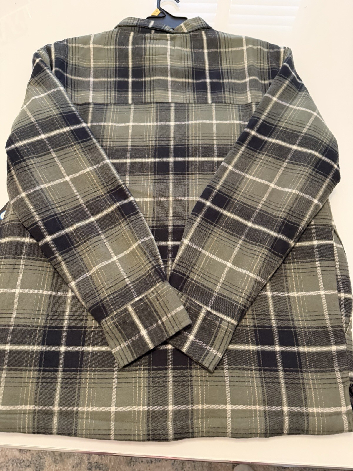 Tony Hawk Men’s Plaid Flannel Button-Up Shirt Jacket w/ Pockets Green/Gray L/G