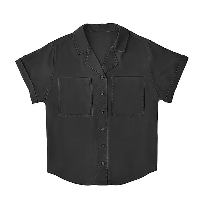 Member’s Mark Women’s Tencel Camp Shirt, Black (Medium)
