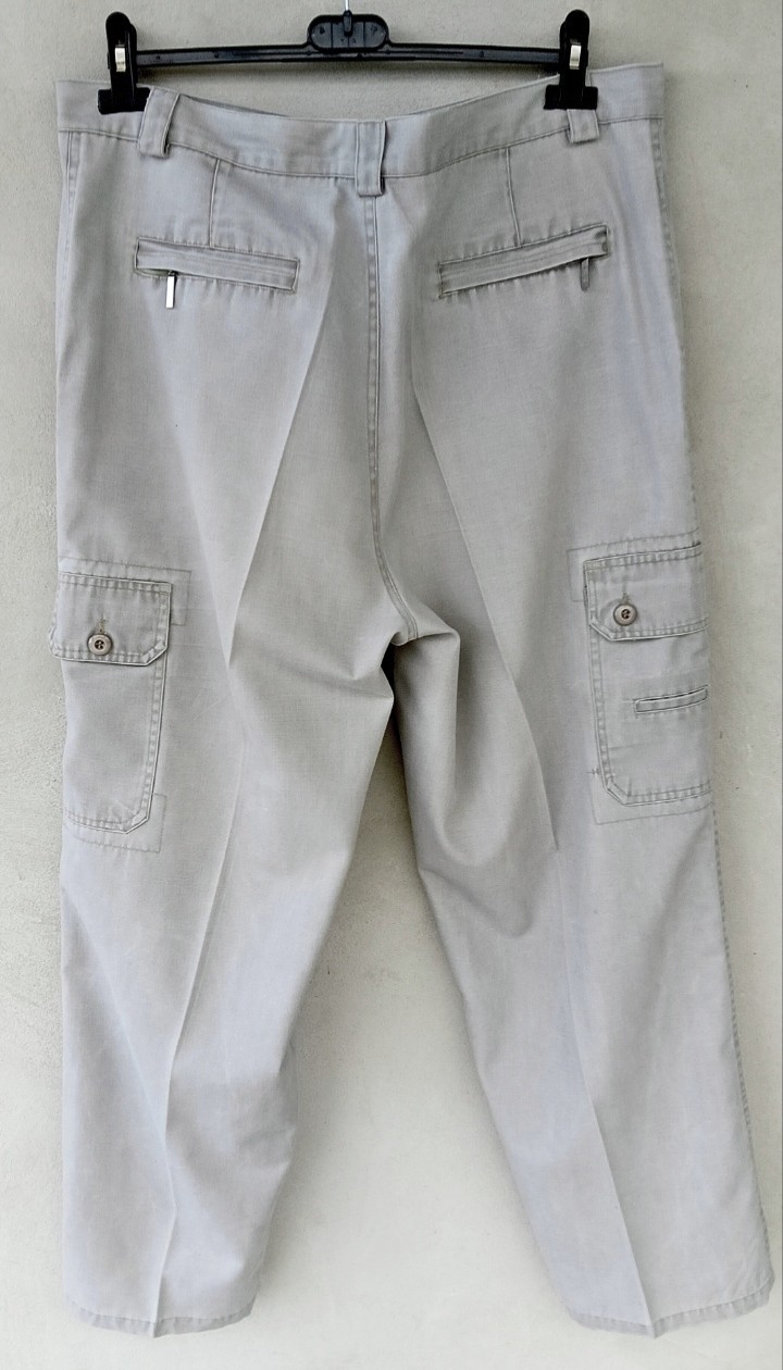 Mens Tailored Work Utility Cargo Pants, Size 56, Grey, Cotton