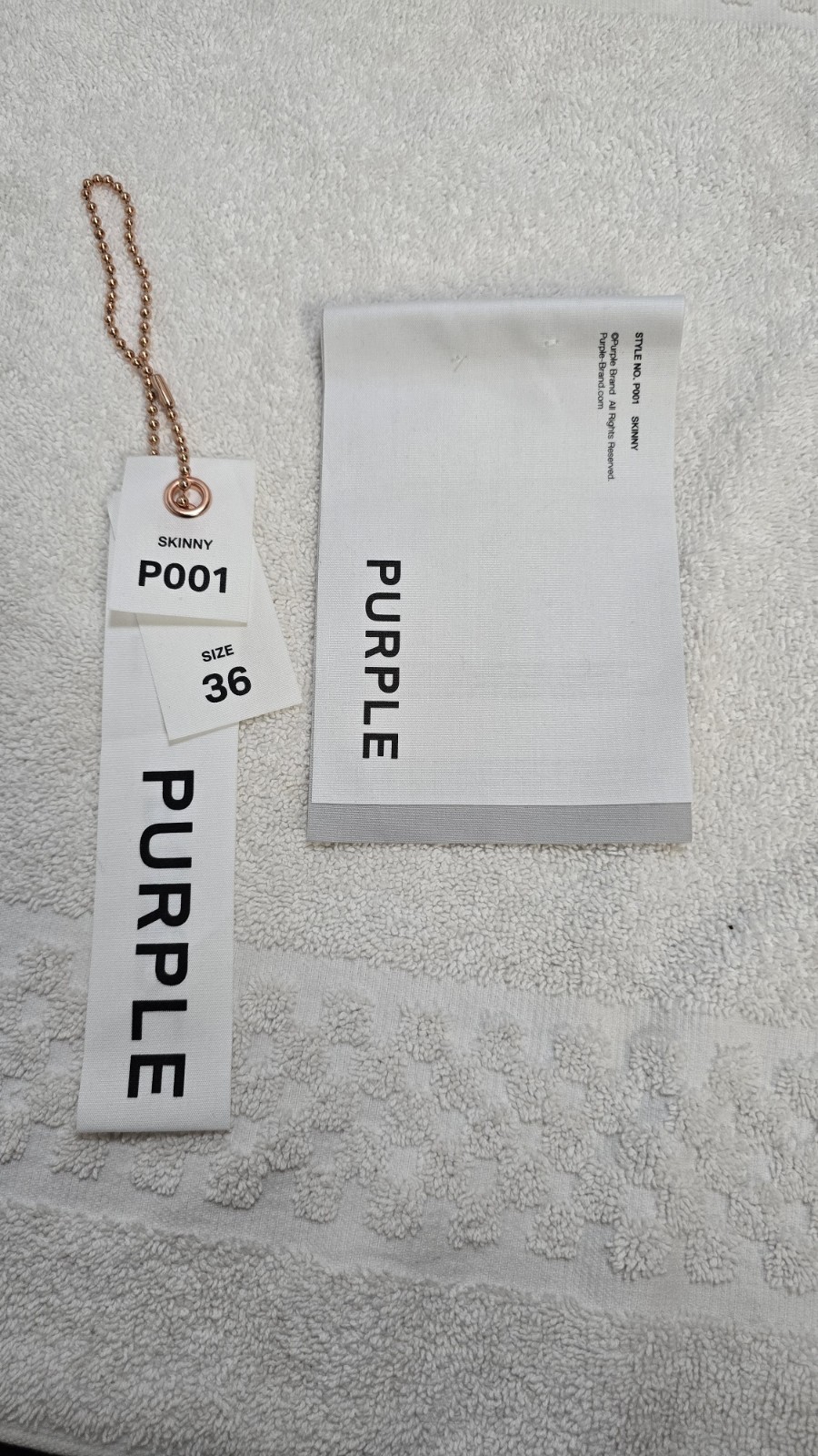 Purple Brand Jeans one front & back Hang Tag. Brand New Authentic C Item Details
