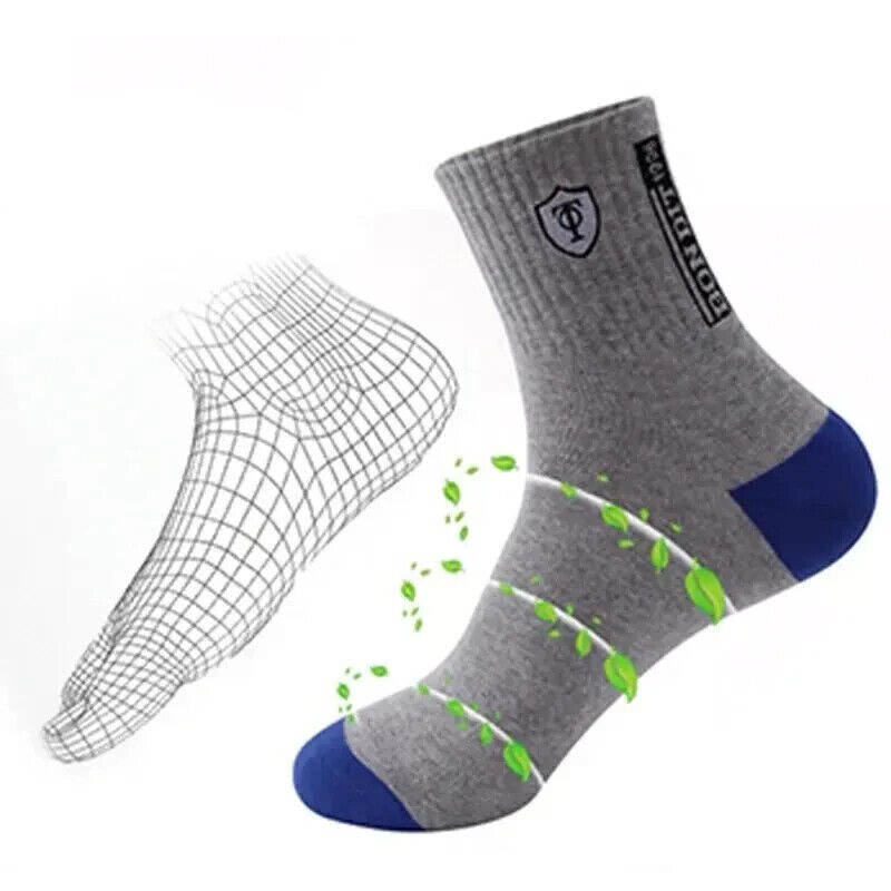 5 pairs Men’s Cotton Sweat Absorbing Embroidered Crest Athletic Socks size 9-11