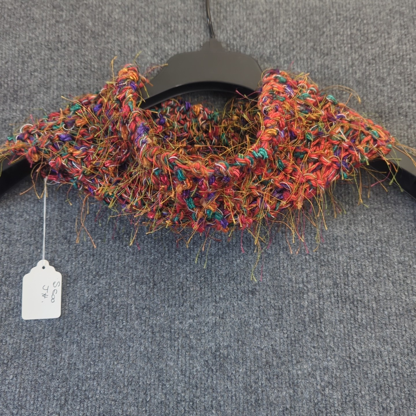 NEW Hand Knitted Cowl Scarf Ombre Rainbow Crochet Boho Fabric Art Eyelash Knit