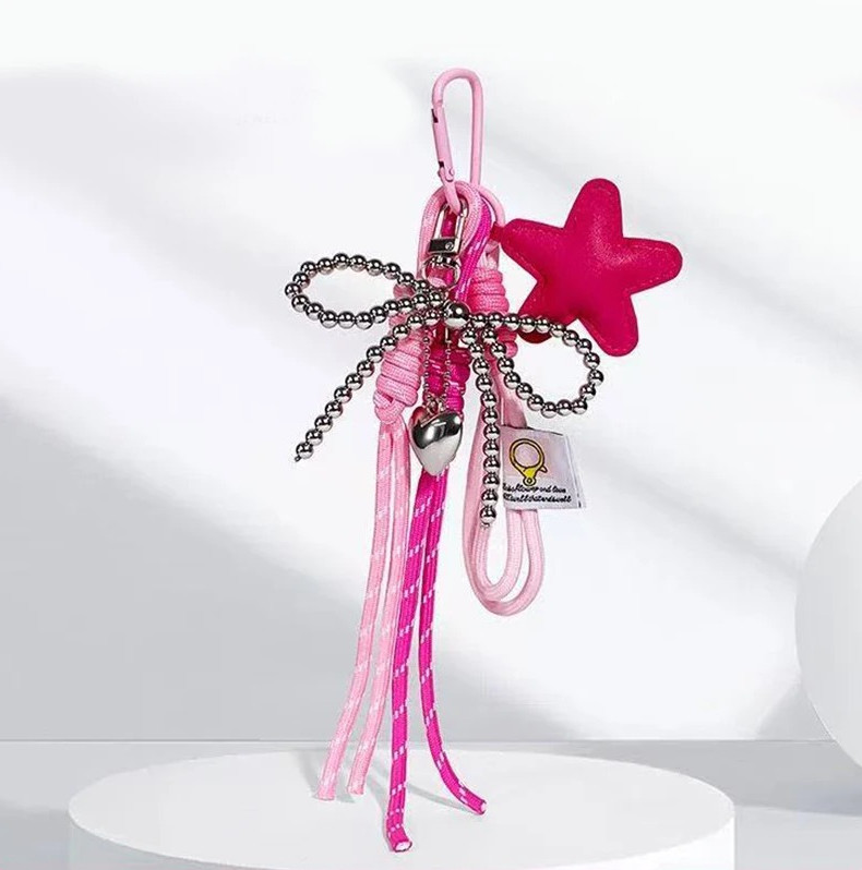 1pc Bowknot Star Bag Charm Keychain Backpack Hanging Pendant Gift – NEW