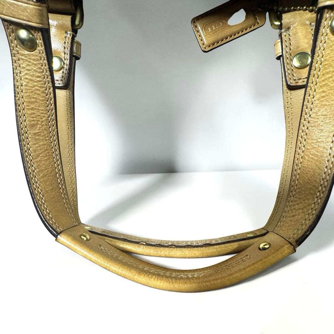 Coach Signature Tote Bag Python Embossed Brown 10.2in x 10.2in x 3.1in Used