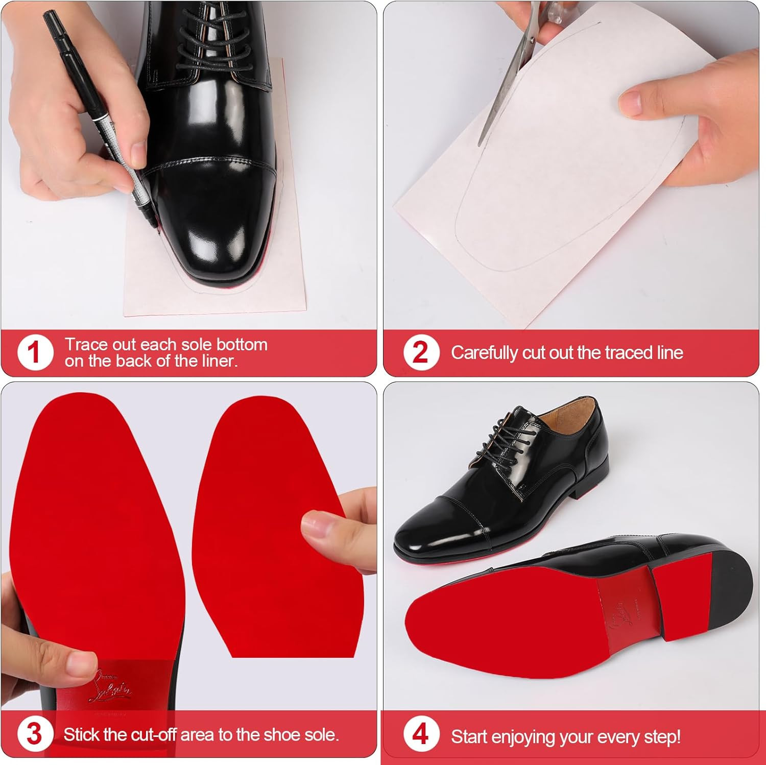 39 in Red Bottom Shoe Protector for Christian Louboutin Heels, Self-Adhesive Sol