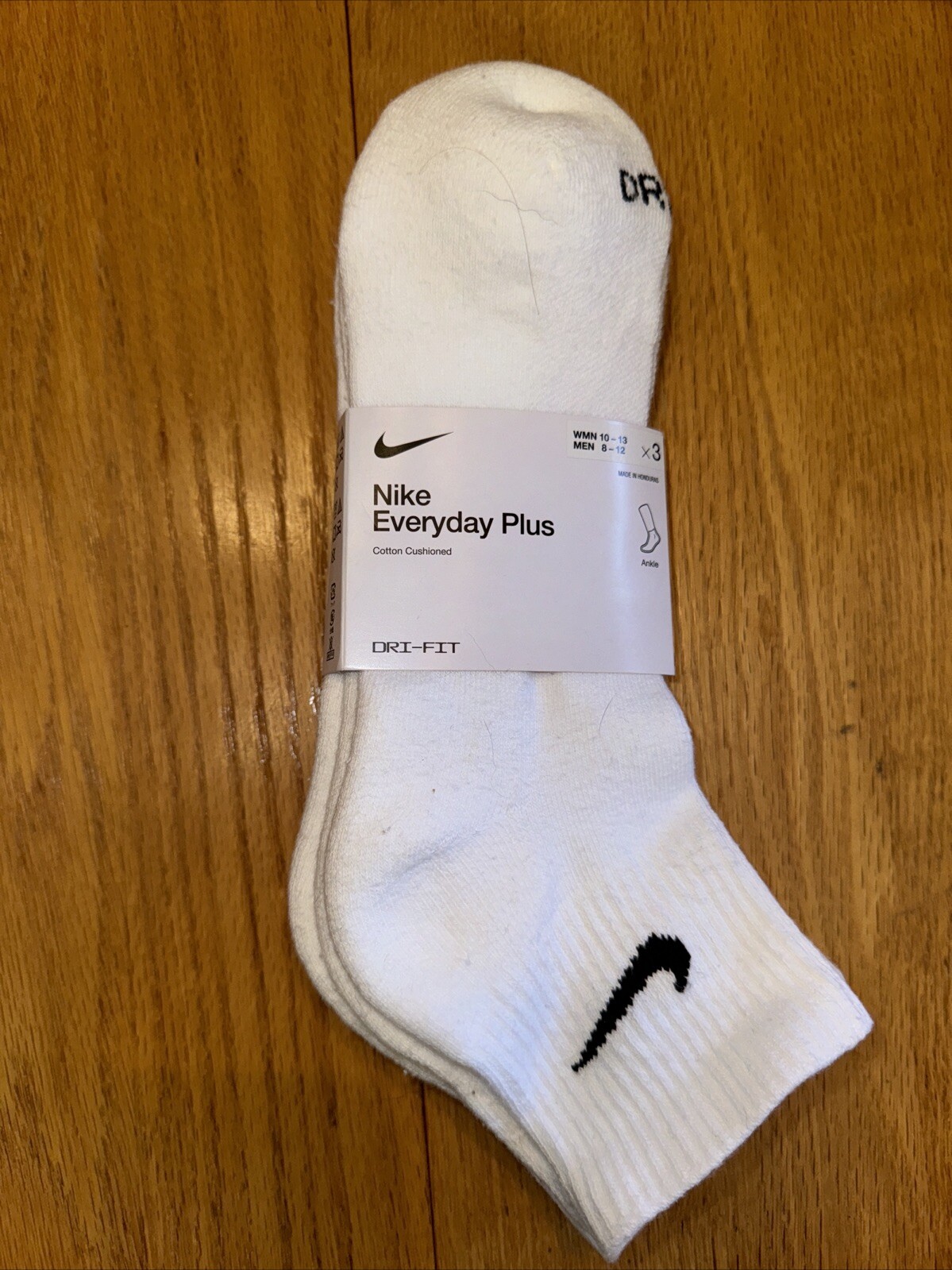 3 Pair Nike Everyday Plus Cushioned Ankle Socks Men’s 8-12 White 3 Pair