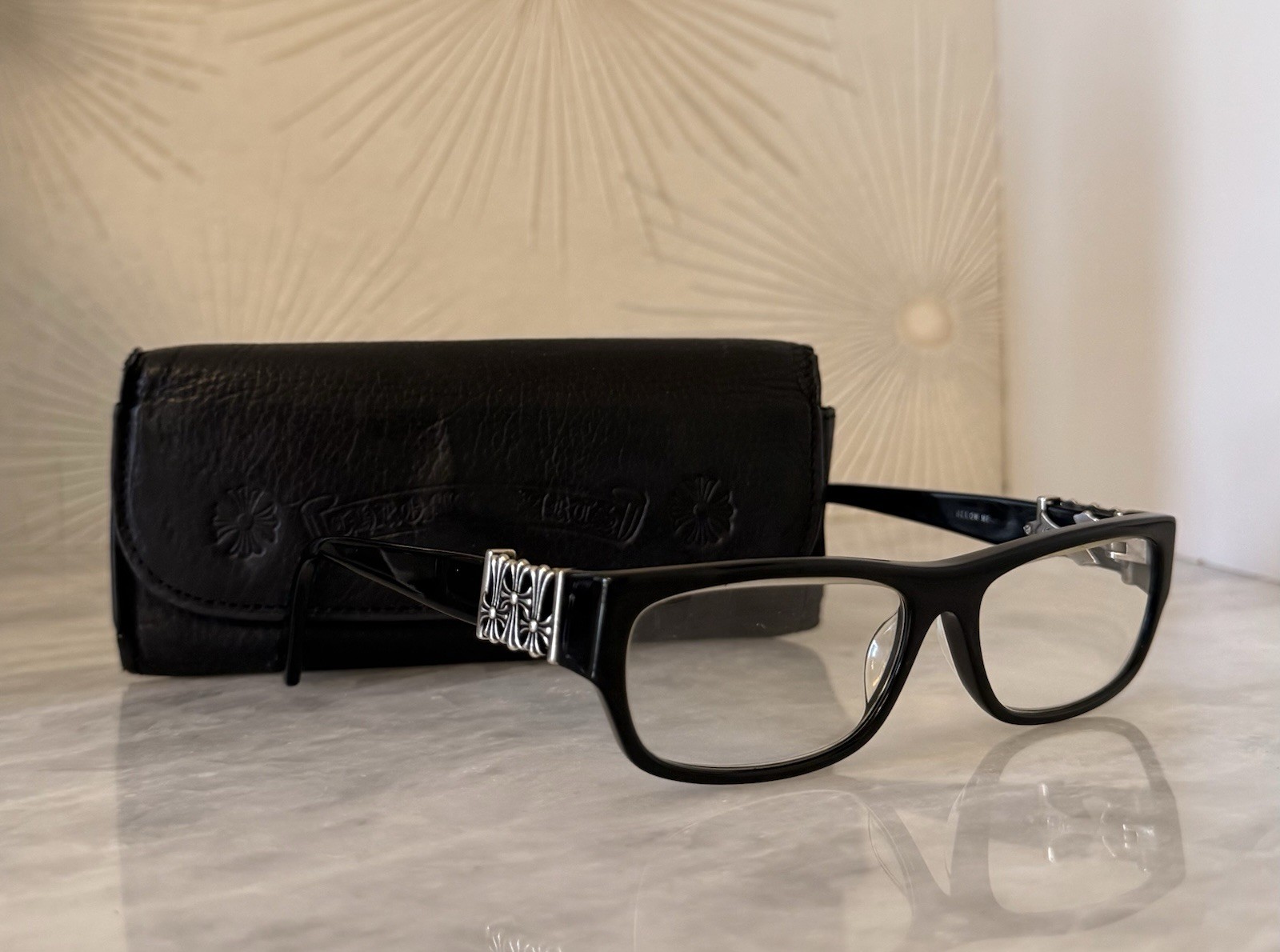 Chrome Hearts Model BELOW ME Glasses Cemetery Cross .925 Silver Logo Authentic