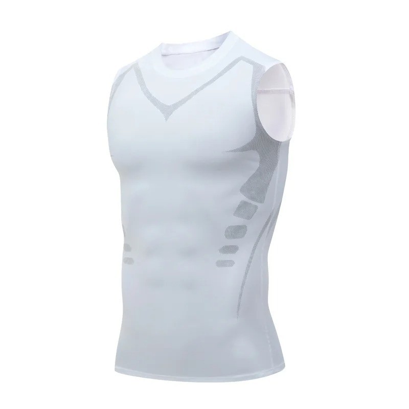 Men Compression Shirt Version Ionic Shaping Sleeveless Vest Sport Tank Top S-2XL
