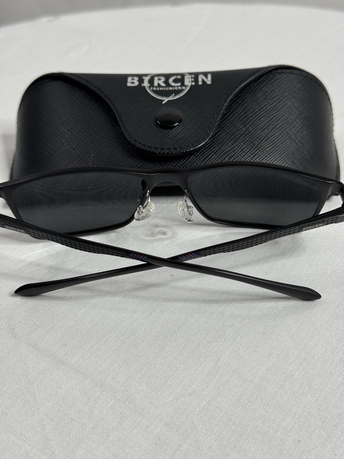 BIRCEN Rectangle Sunglasses Men’s Full Rim Black Plastic Frame/Lens 2684 55