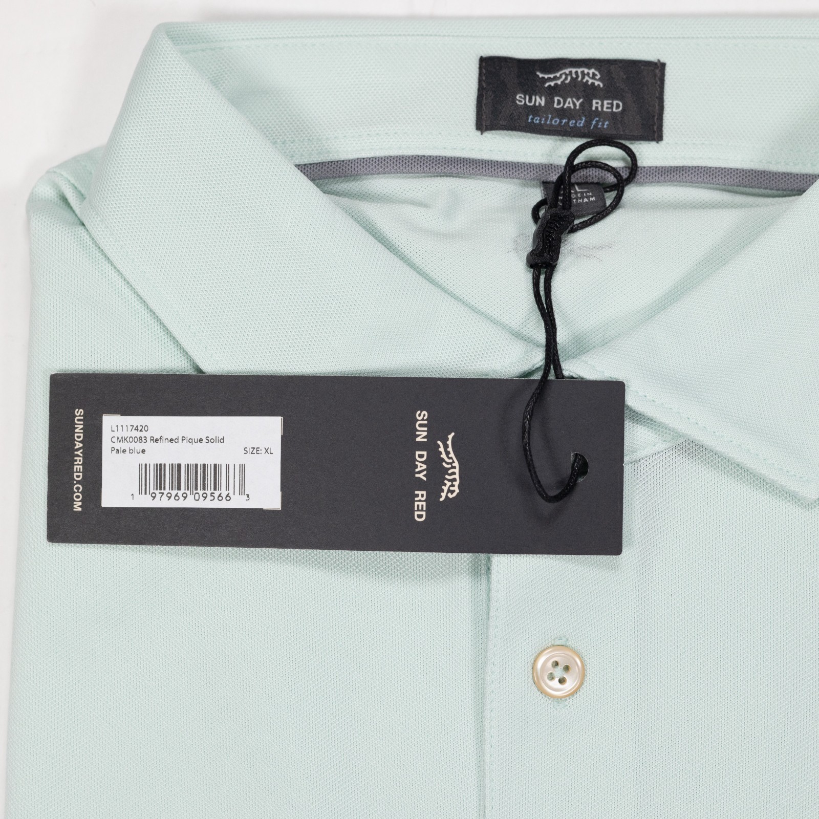 Sun Day Red Refined Pique Solid Polo Shirt XL Tailored Fit Pale Blue NWT