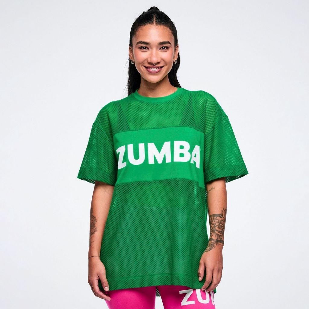 Zumba Color Spree Boxy Mesh Top – Groovin’ Green ~ XS S M L ~ New!