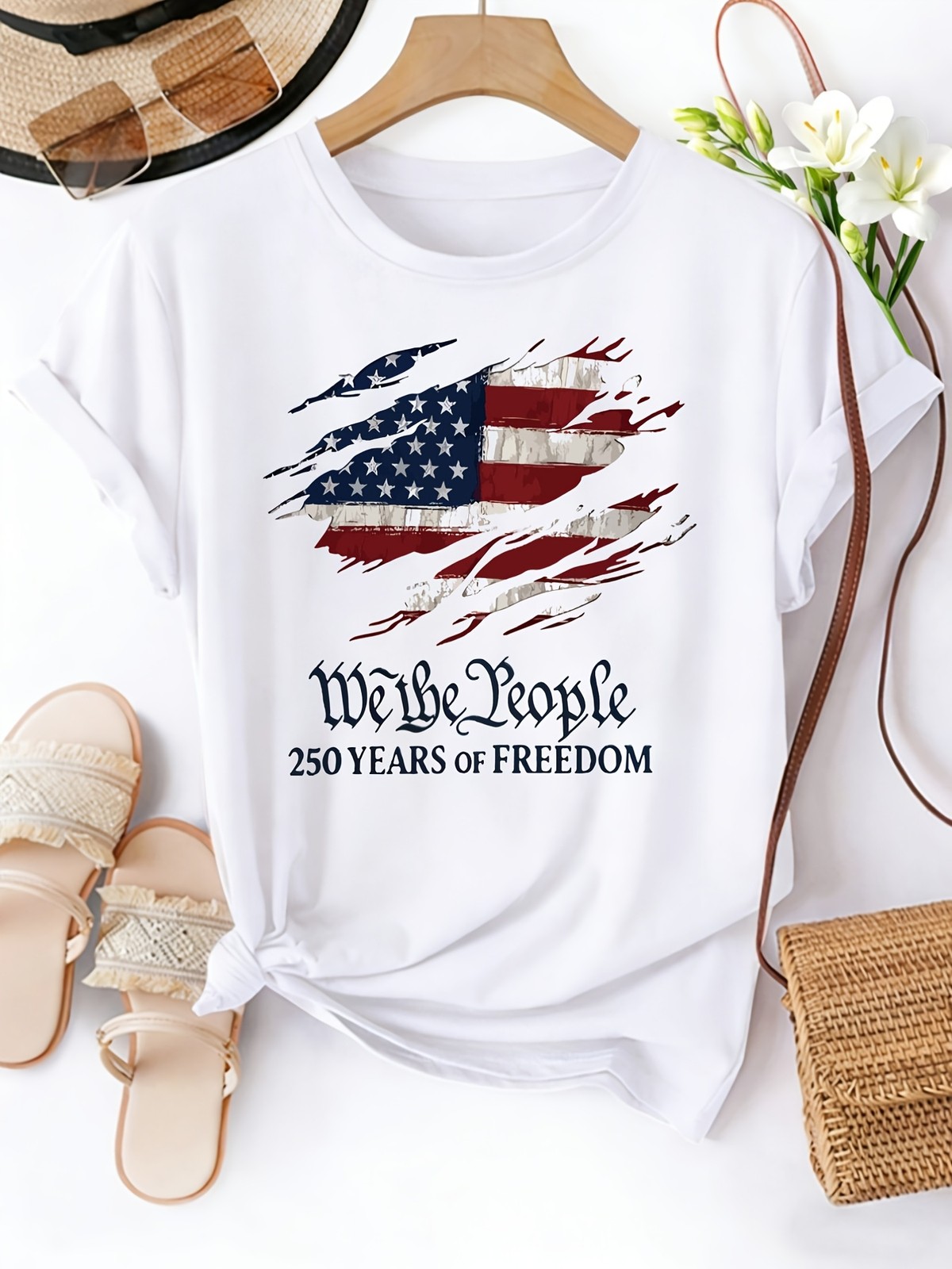 Women «We The People 250 Years of Freedom 250th»Anniversary USA T-shirt Tops ❀