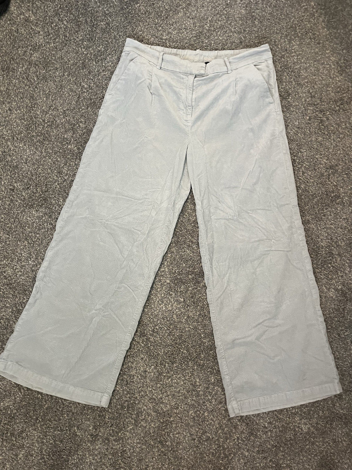 American Eagle Light Blue/Gray Corduroy Wide Leg Trousers Women 16 long