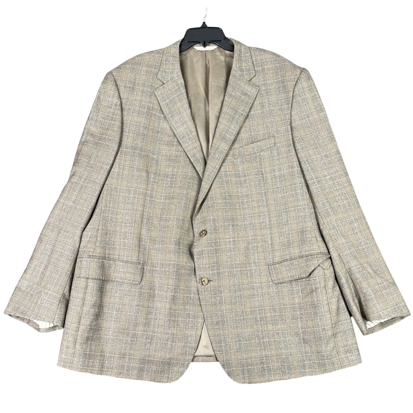 Samuelsohn Sport Coat Blazer 52L E.Thomas Wool Cashmere Glen Plaid Suit Jacket