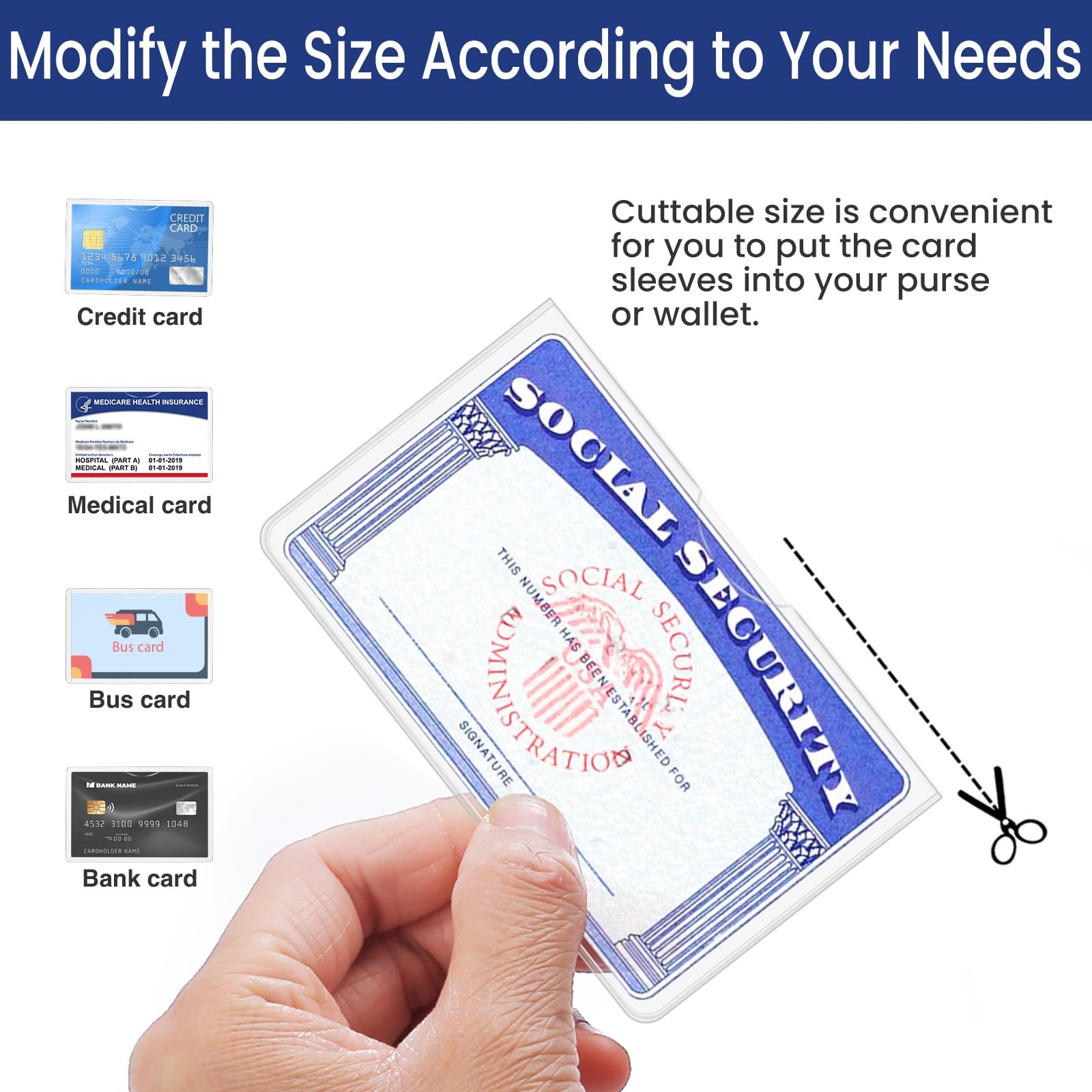 Sooez 6 Pack Social Security Card Protector, 24 Mil Thick Clear/Transparent
