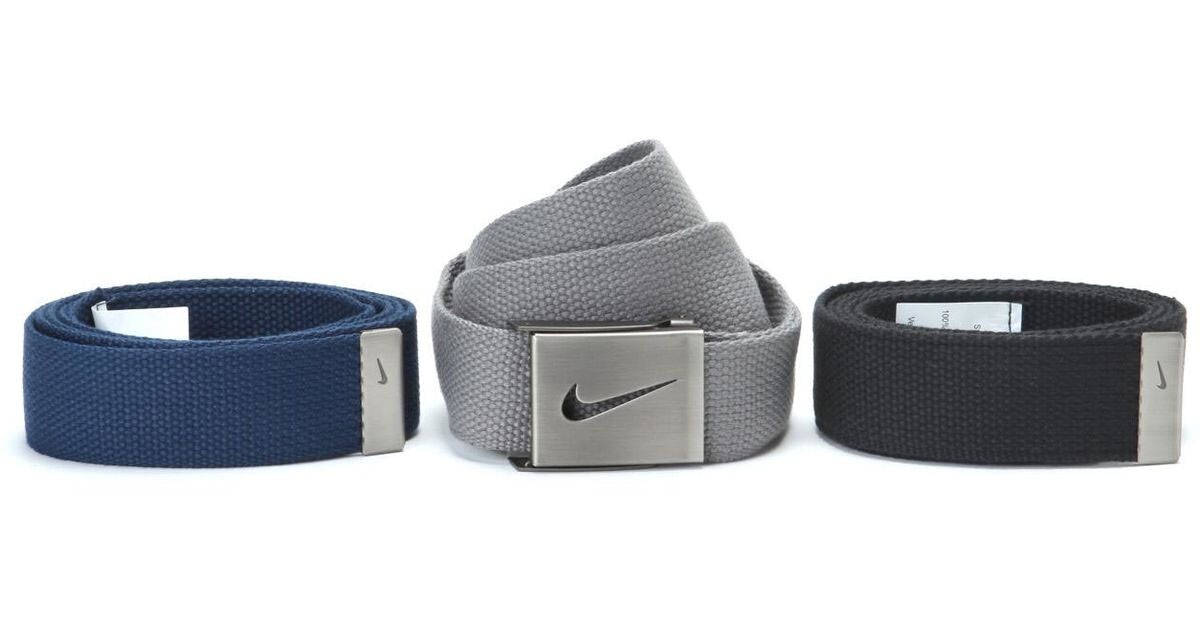 NIKE MENS WEB BELT 3 IN 1 PACK BLACK/GREY/NAVY FIT SIZE UP TO 42″ NEW!! 18650