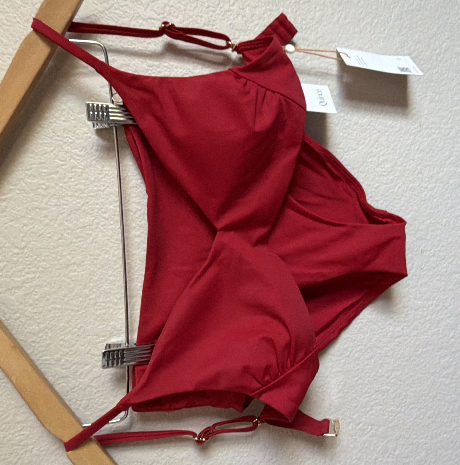 Quince Red Solid 2-Piece Bikini Set XS Spaghetti Strap Adjustable Recycled