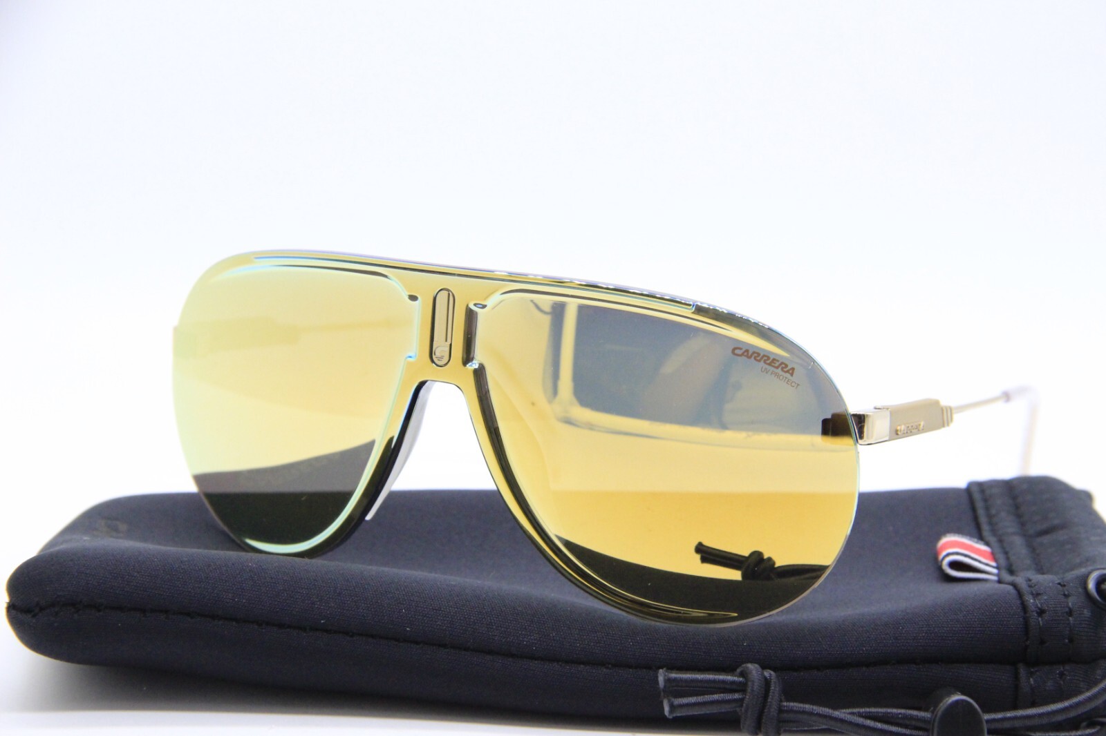 NEW CARRERA SUPERCHAMPION J5GSQ GOLD MIRRORED AUTHENTIC SUNGLASSES W/CASE 99-01