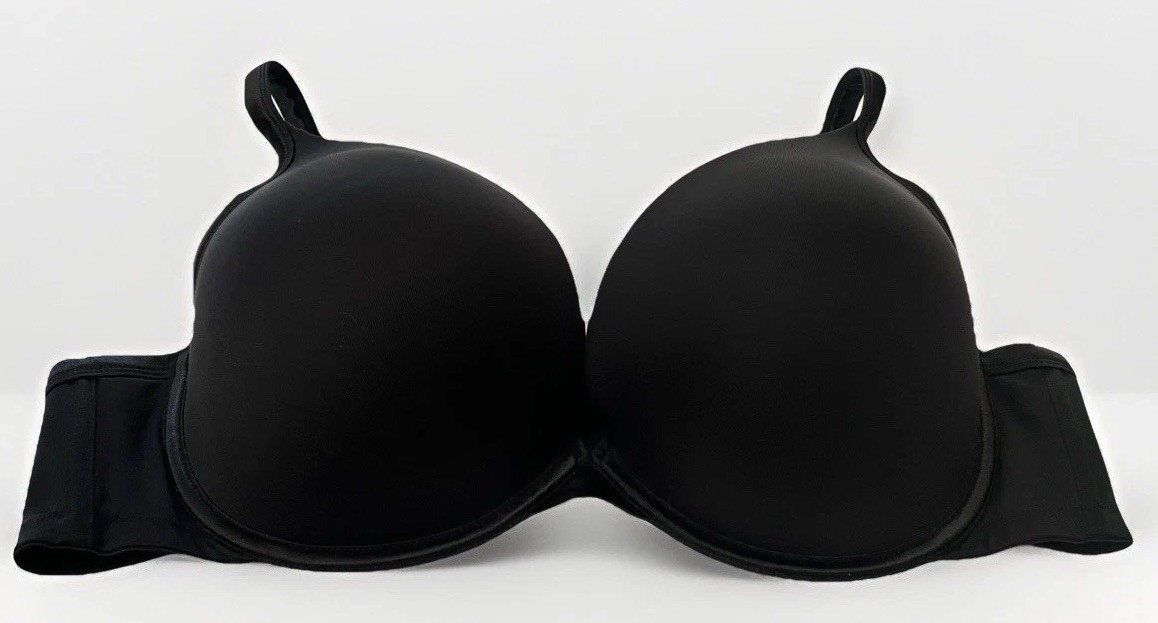 Cacique Smooth Boost Plunge Underwire Padded Bra 44D Black Hook & Eye