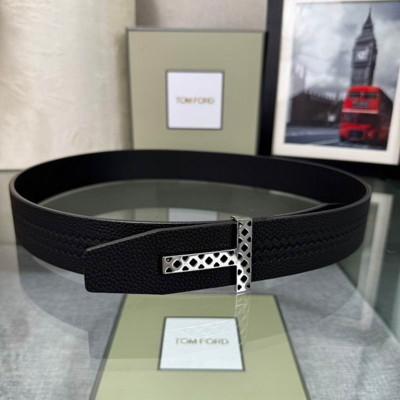 Tom Ford honeycomb-shaped T-shaped buckle men’s cowhide belt, width 3.8cm