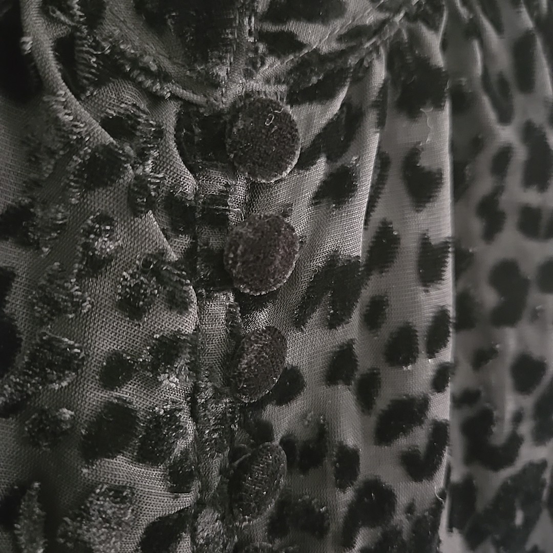 The Kooples Paris Leopard Devoré Velvet Burnout Blouse Top Black Size 2 Medium