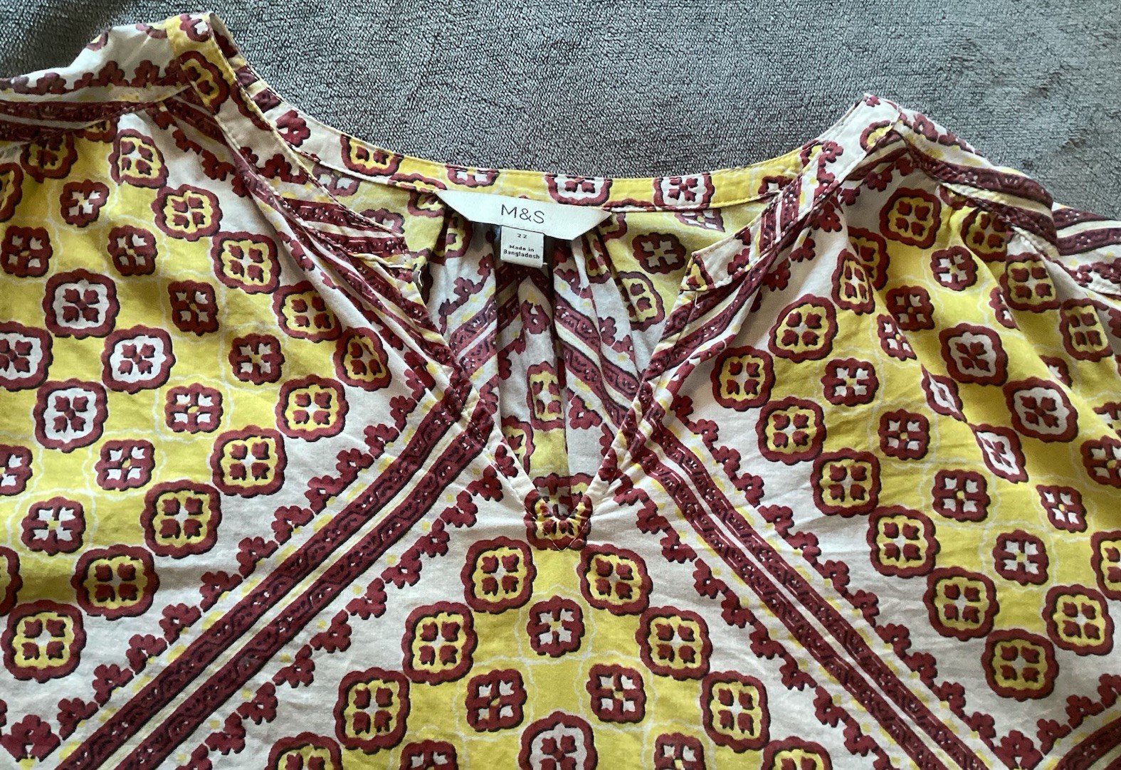 Woman’s Ladies M&S 3/4 Sleeve Tunic Blouse Top Size 22