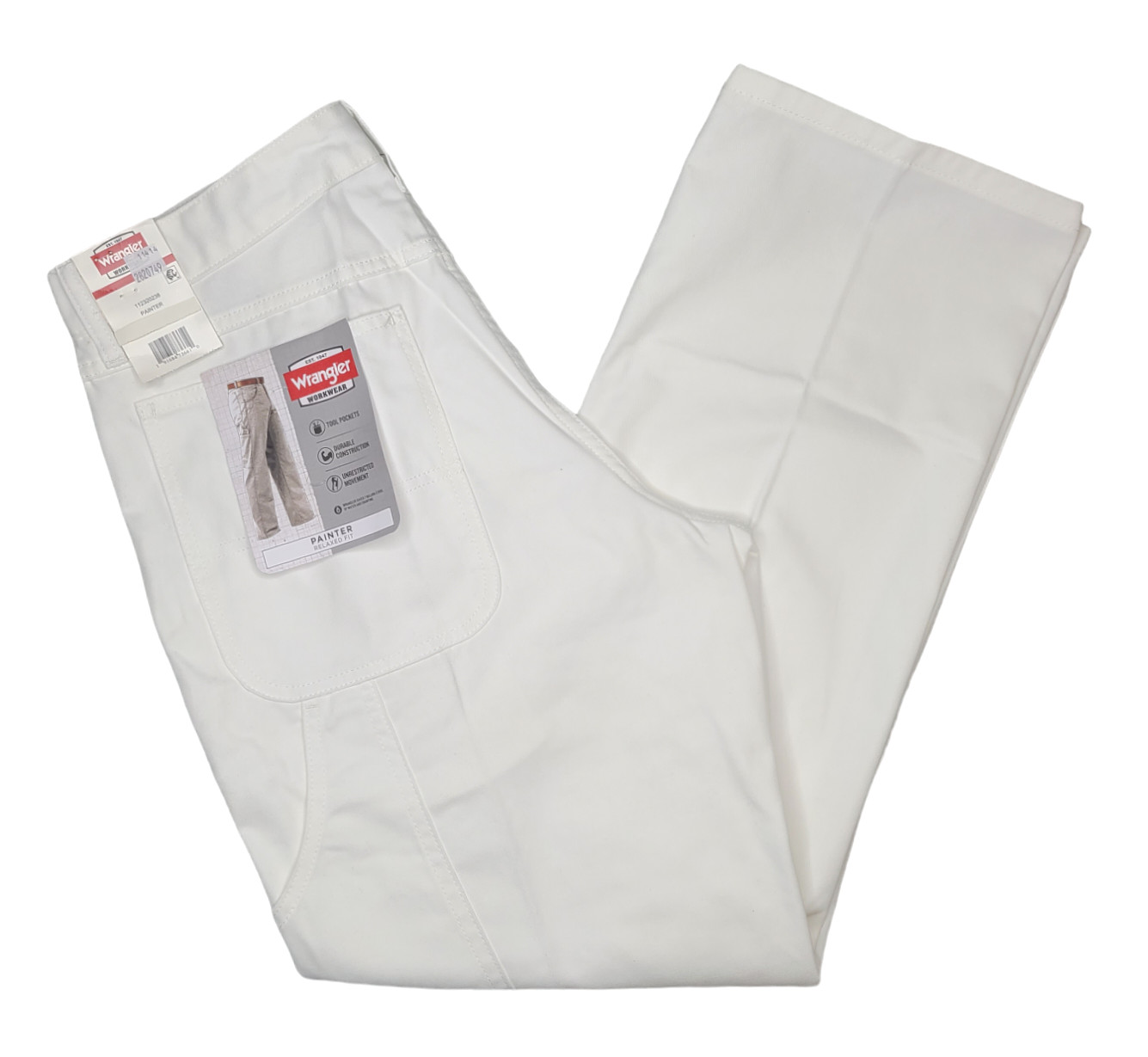 Wrangler Workwear #11827 NEW Men’s White Relaxed Fit Tool Pocket Painter Pants