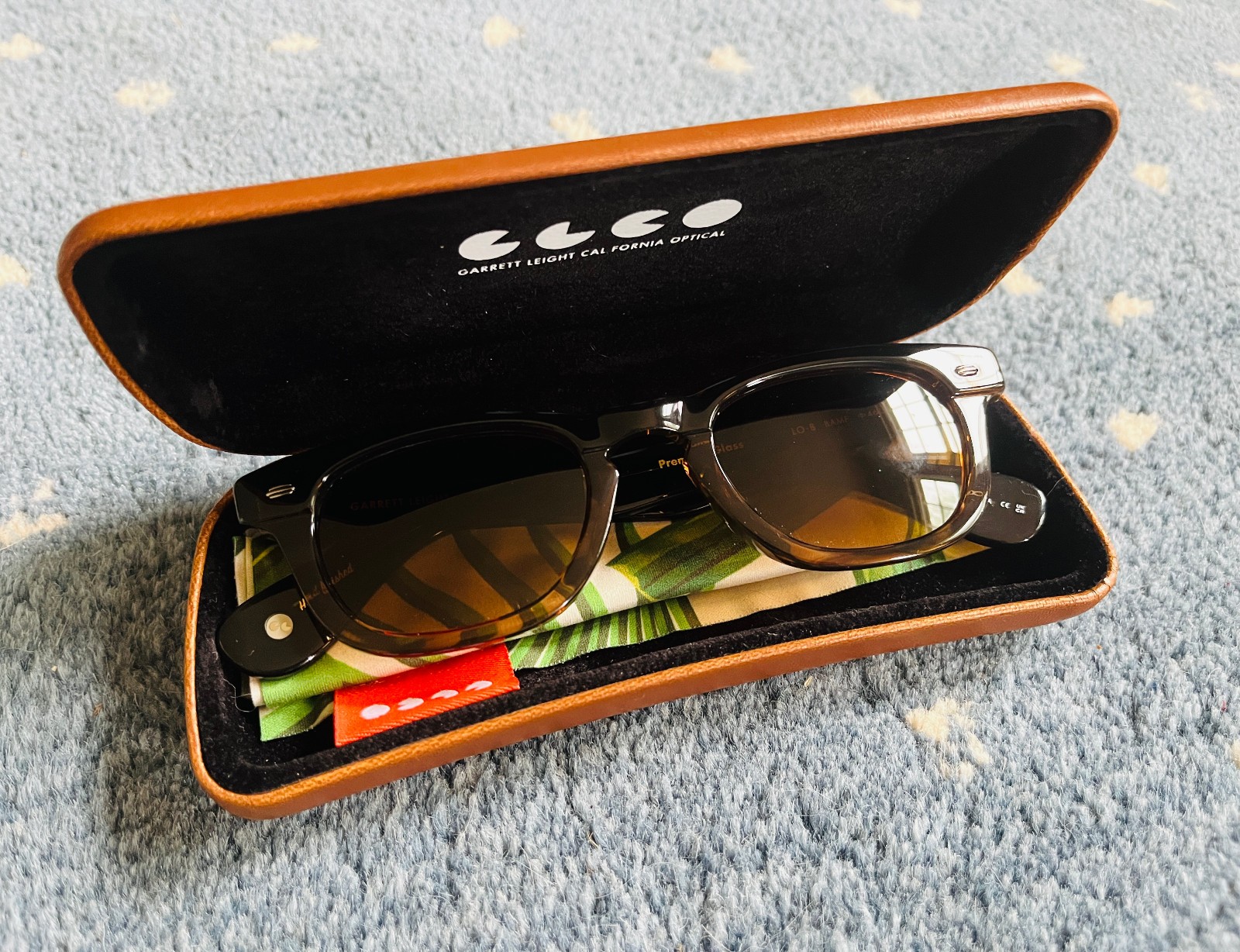 NEW Garret Leight LO-B Sunglasses 46-23-145 BAMF full-rim plastic Bamboo/Brown