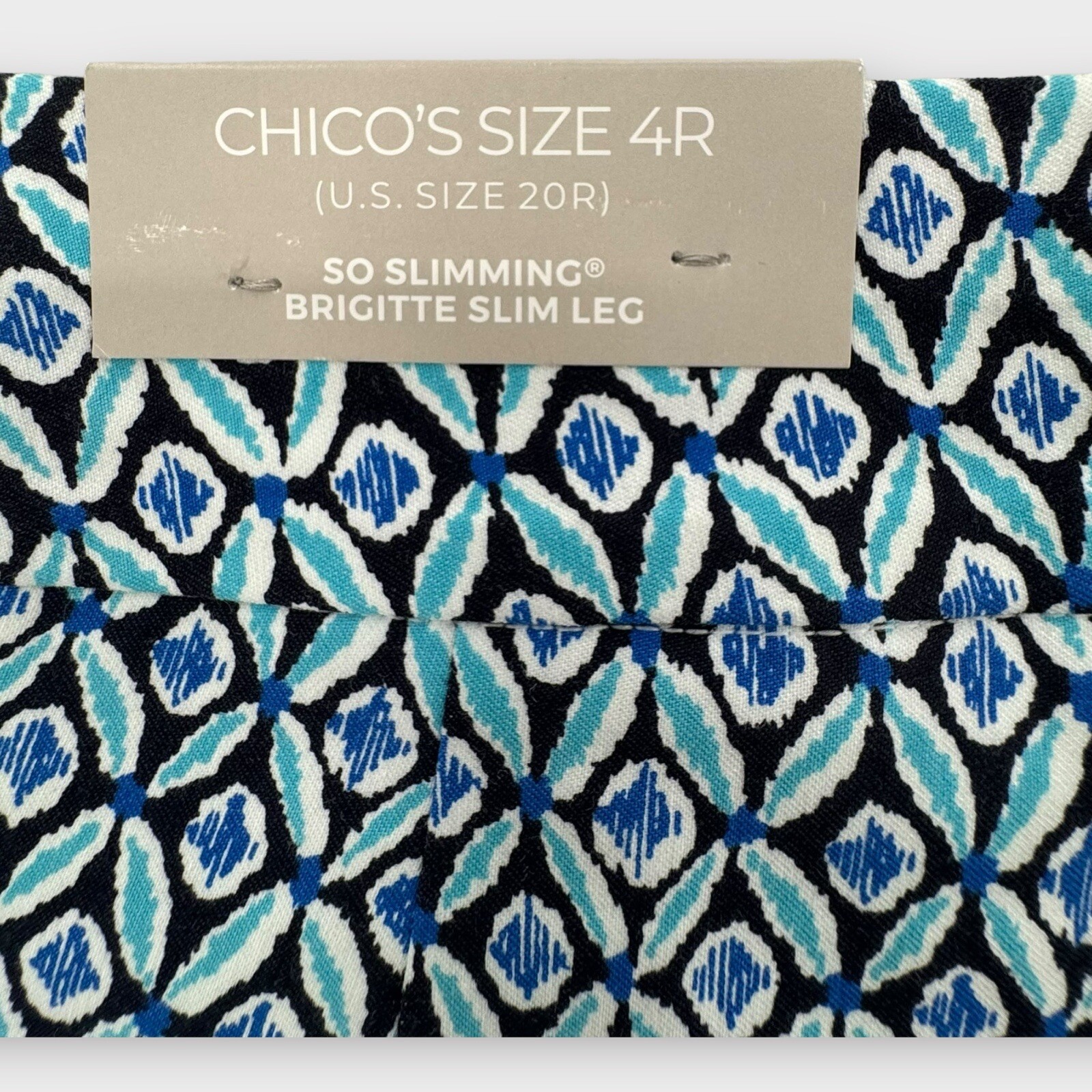 Chico’s So Slimming Brigitte Slim Ankle Pants Womens 20R Blue Ocean 40×27 NEW