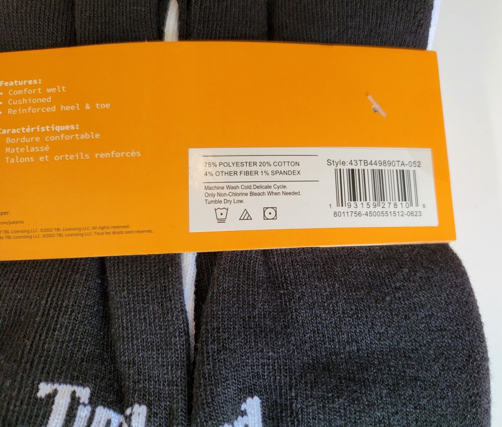 Timberland Men’s Performance Cushioned Crew Socks 5 Pack Large 9-12 Black Grey